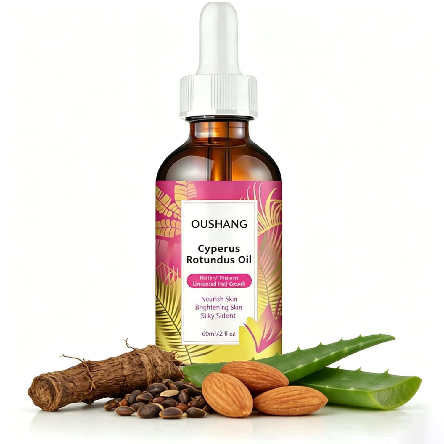 NakedSkn No-Grow Serum- 60ml Natural Cyperus Rotundus Oil For Hair Removal, Reducing Body Hair Growth for All Skin Types